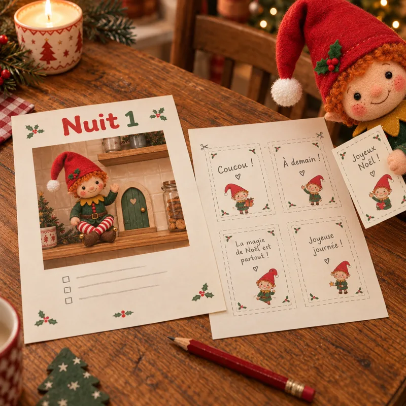 Les pages des 24 nuits avec la photo de la scène et le petit mot du lutin